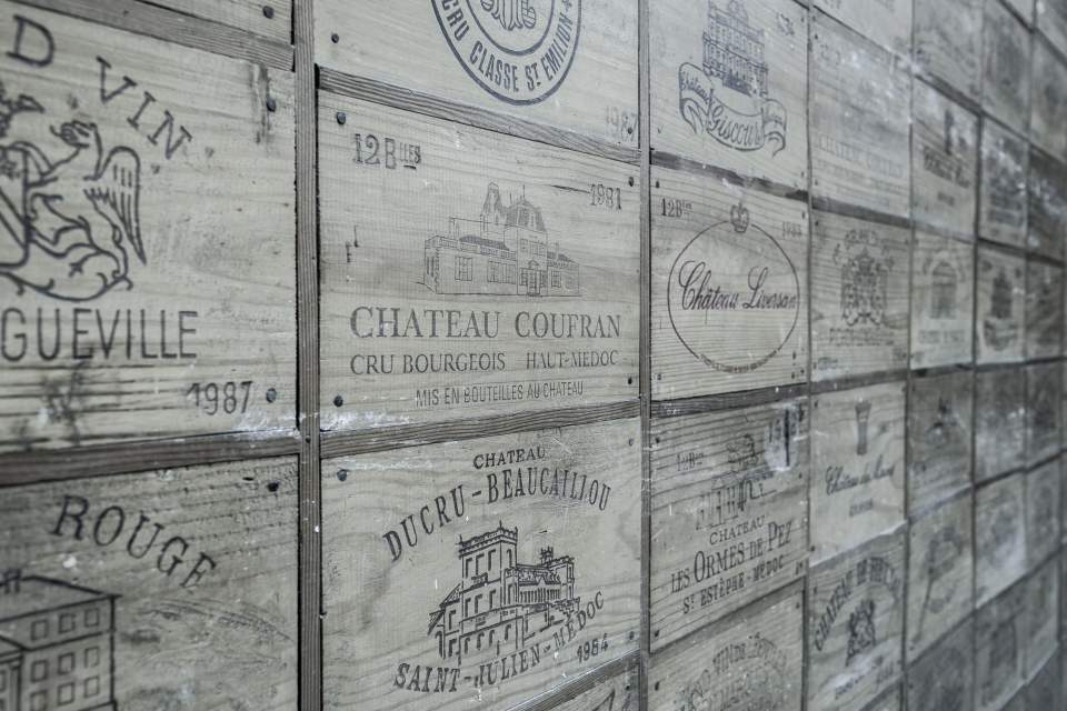 Wooden crates of wine